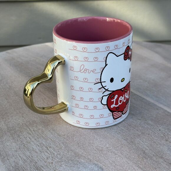 Hello Kitty Love Heart Shaped Handle Ceramic Mug Valentines Day New Sanrio - Picture 12 of 14